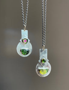 Modernist Necklace Tourmaline + Green Opal