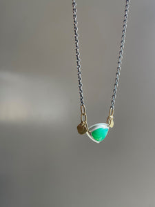 Chrysoprase + Gold Sequin Mixed Metal Necklace