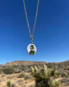 Double Green Tourmaline Medallion Necklace