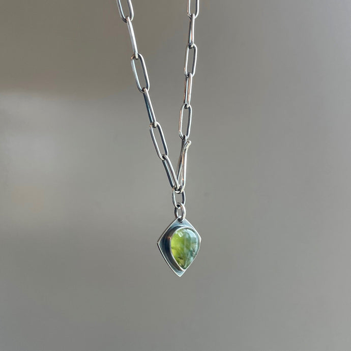 Green Opal Pendant + Handmade Chain