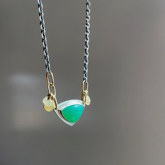 Chrysoprase + Gold Sequin Mixed Metal Necklace
