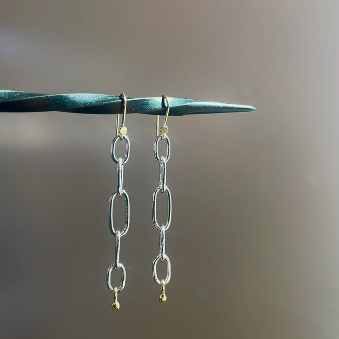 Handmade Chain Earrings Mixed Metal