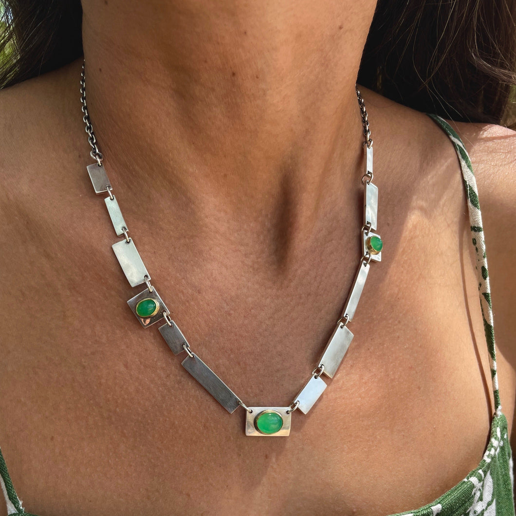 Tablets Collar Necklace Chrysoprase 18k