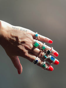 Chrysoprase rectrangle Wrap Ring