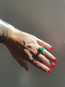 Chrysoprase rectrangle Wrap Ring