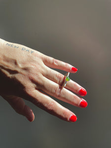 Green Opal Triangle Slice Ring