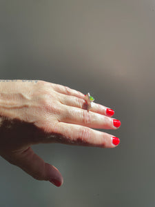 Green Opal Triangle Slice Ring