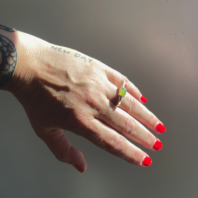 Green Opal Slice Ring ring