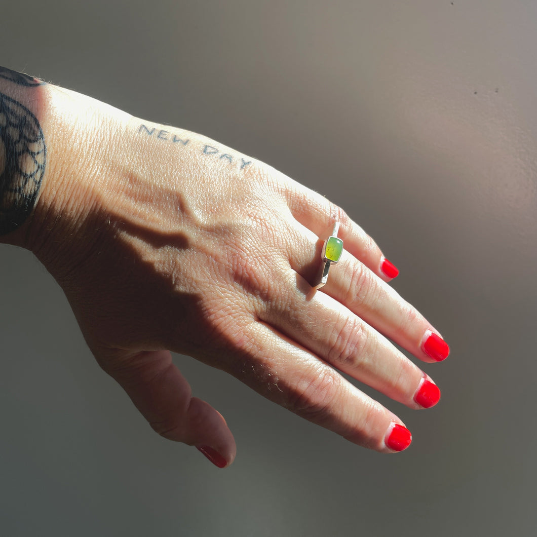Green Opal Slice Ring ring