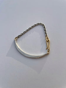 Silver Cuff and Chain Bracelet 18k Gold Clasp