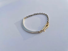 Silver Cuff and Chain Bracelet 18k Gold Clasp