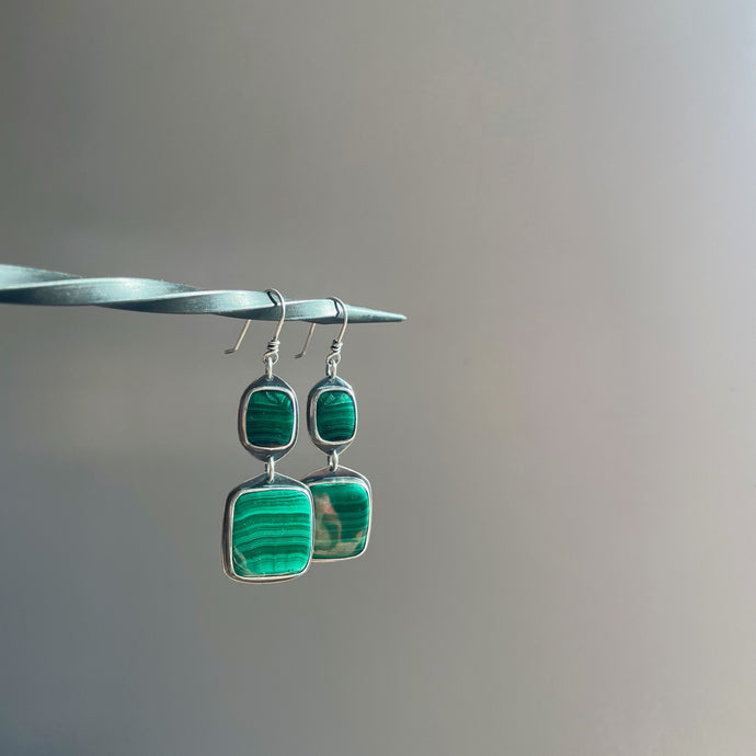 Double Malachite Earrings