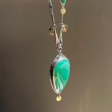 XL Chrysoprase Necklace-Forged Links and 18k Sequins