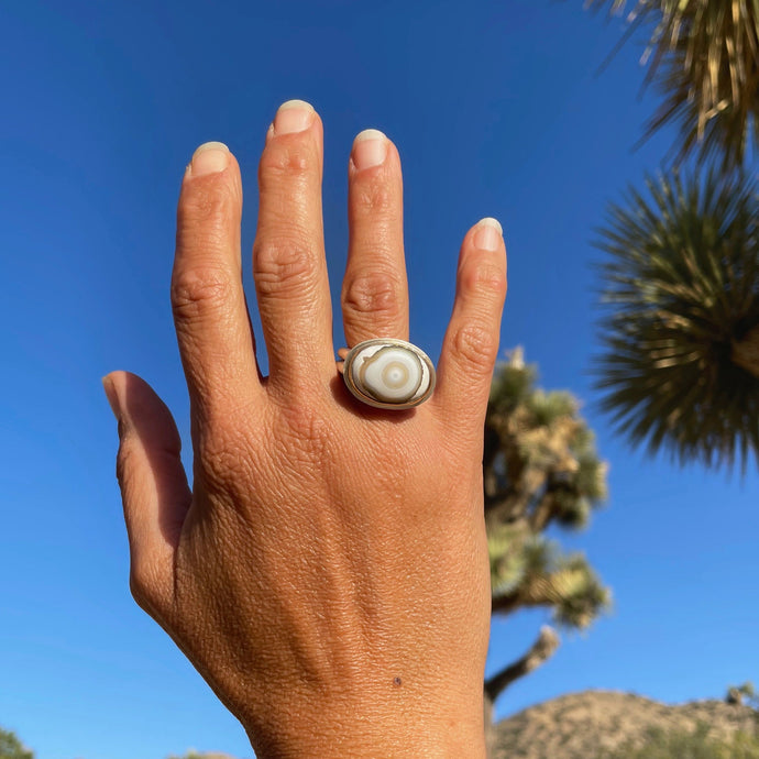SALE Monument Ring 18k Ocean Jasper 6.75-7