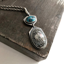 Totem Necklace with Turquoise and Fossilized Black Coral