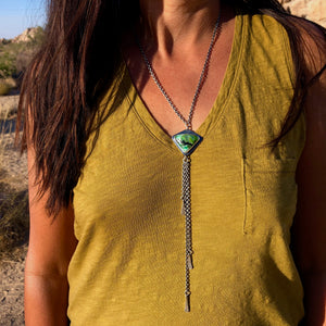Dendritic Turquoise Tassel Necklace