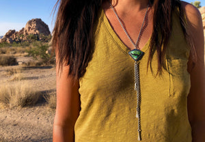 Dendritic Turquoise Tassel Necklace