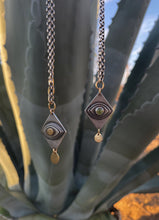 Golden Teardrop Sheild Eye Necklace Vesuvianite