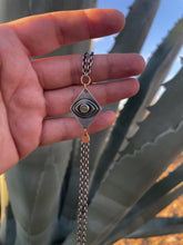 Golden Teardrop Sheild Eye Necklace Vesuvianite