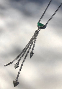 Small Malachite Tassel Fringe Necklace