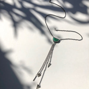 Small Malachite Tassel Fringe Necklace