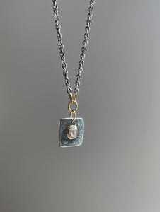 Square Tablet Necklace with Diamond
