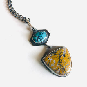 Turquoise and Stone Canyon Jasper Token Necklace